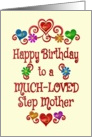 Happy Birthday Step Mother Hearts and Flowers card