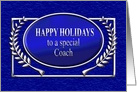 Happy Holidays Coach Blue and Silver card