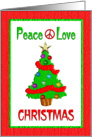 Peace Love Christmas Tree and Ornaments card