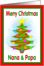 Merry Christmas Nana & Papa Tree Ornaments from Child card