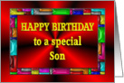 Happy Birthday Son Colorful Tiles card