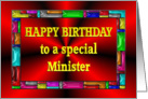 Happy Birthday Minister Colorful Tiles card