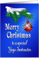 Merry Christmas Yoga Instructor Shiny Red Ornament card