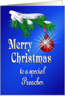 Merry Christmas Preacher Shiny Red Ornament card