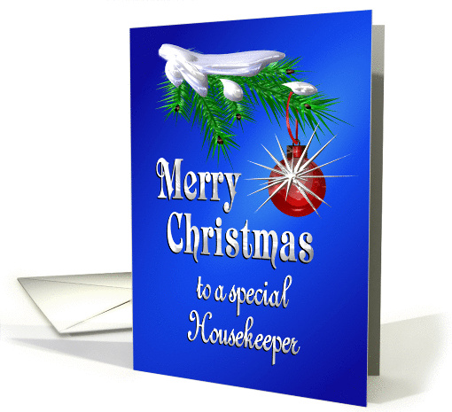 Merry Christmas Housekeeper Shiny Red Ornament card (1101866)