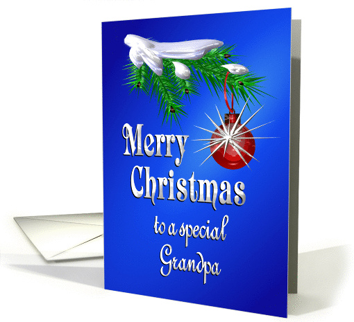 Merry Christmas Grandpa Shiny Red Ornament card (1101912)