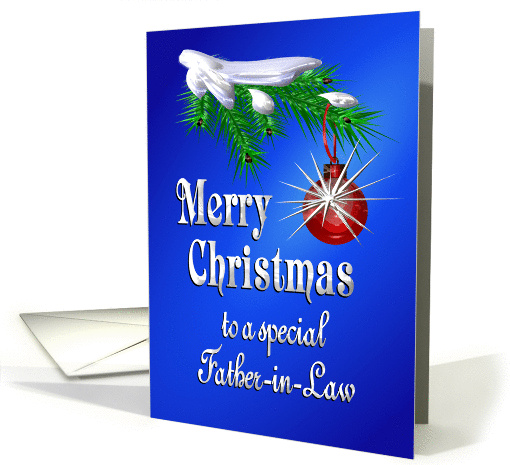Merry Christmas Father-in-Law Shiny Red Ornament card (1101938)