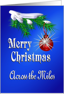 Merry Christmas Across the Miles Shiny Red Ornament card