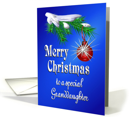 Merry Christmas Granddaughter Shiny Red Ornament card (1102000)