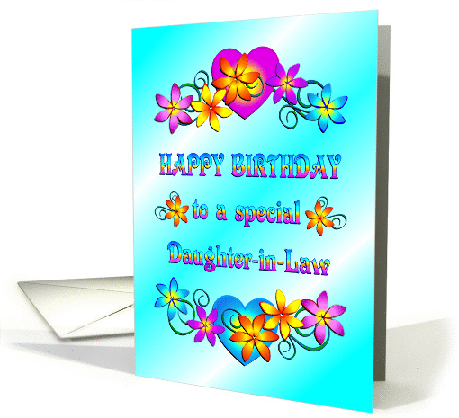 Happy Birthday Daughter-in-Law Flowers and Hearts card (1147934)