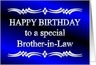 Happy Birthday Brother-in-Law Blue and Silver card