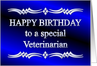 Happy Birthday Veterinarian Blue and Silver card