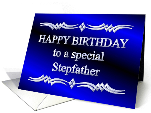 Happy Birthday Stepfather Blue and Silver card (1149182)