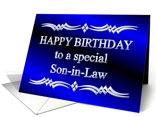 Happy Birthday Son-in-Law Blue and Silver card (1149184)