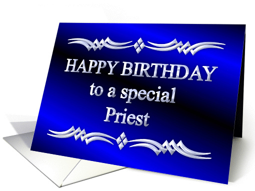 Happy Birthday Priest Blue and Silver card (1149188)