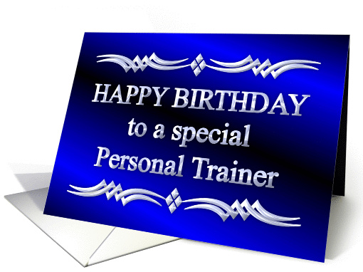 Happy Birthday Personal Trainer Blue and Silver card (1149192)