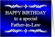 Happy Birthday Father-in-Law Blue and Silver card