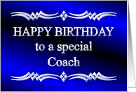 Happy Birthday Coach Blue and Silver card
