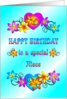Happy Birthday Niece Flowers and Hearts card