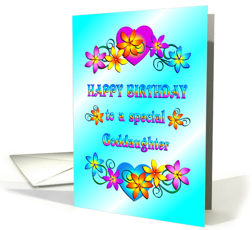 Happy Birthday Goddaughter Flowers and Hearts card (1149758)