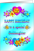 Happy Birthday Goddaughter Flowers and Hearts card
