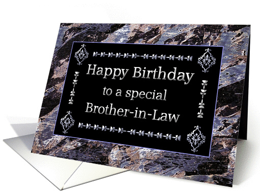 Happy Birthday Brother-in-Law Marble Black and Silver card (1207718)