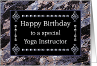 Happy Birthday Yoga Instructor Marble Black and Silver card