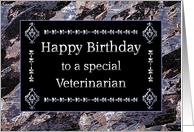 Happy Birthday Veterinarian Marble Black and Silver card