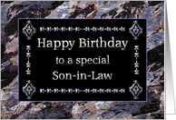 Happy Birthday Son-in-Law Marble Black and Silver card
