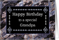 Happy Birthday Grandpa Marble Black and Silver card