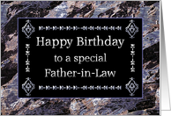 Happy Birthday Father-in-Law Marble Black and Silver card