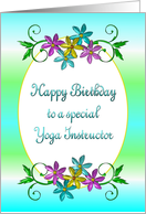 Happy Birthday Yoga Instructor Shiny Flowers card