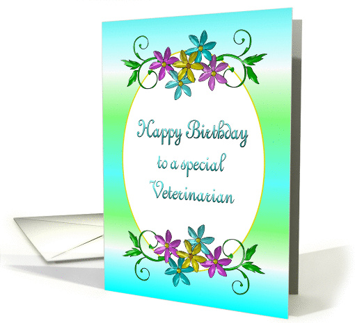 Happy Birthday Veterinarian Shiny Flowers card (1209114)