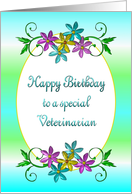 Happy Birthday Veterinarian Shiny Flowers card
