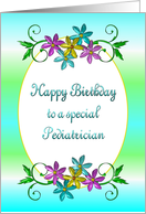 Happy Birthday Pediatrician Shiny Flowers card