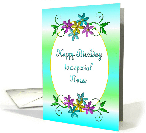 Happy Birthday Nurse Shiny Flowers card (1209126)
