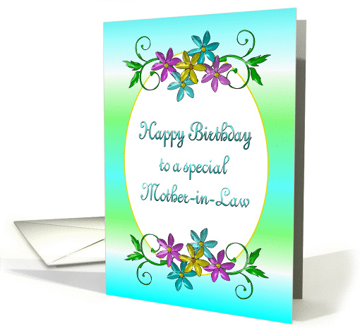 Happy Birthday Mother-in-Law Shiny Flowers card (1209130)