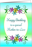 Happy Birthday Mother-in-Law Shiny Flowers card
