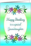 Happy Birthday Granddaughter Shiny Flowers card