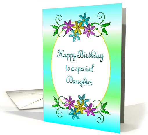 Happy Birthday Daughter Shiny Flowers card (1209152)