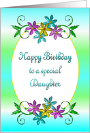 Happy Birthday Daughter Shiny Flowers card