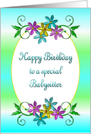Happy Birthday Babysitter Shiny Flowers card
