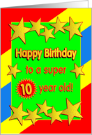 Happy Birthday 10 Year Old Golden Stars card