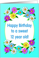 Happy Birthday 12 year old Flowers card