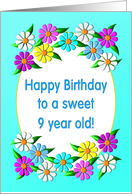 Happy Birthday 9 year old Flowers card