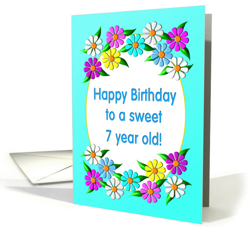Happy Birthday 7 year old Flowers card (1210208)