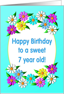 Happy Birthday 7 year old Flowers card