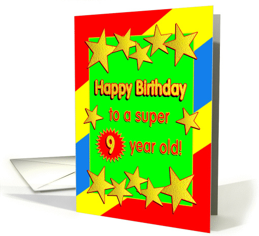 Happy Birthday 9 Year Old Golden Stars card (1210286)