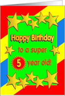 Happy Birthday 5 Year Old Golden Stars card
