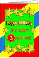 Happy Birthday 3 Year Old Golden Stars card